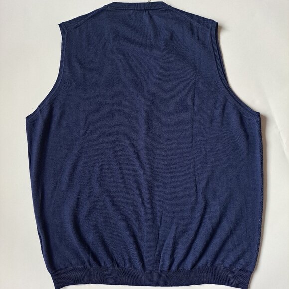 NEW Ferrante Men's 100% Merino Wool Blue Vest Size 54/ XL - Picture 10 of 13